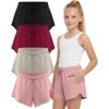 imagePURE CHAMP Girls Shorts 4 Pack Girls Athletic Shorts UltraSoft Youth Quick Dry Dolphin with Drawstring Size Toddler 16Black  Pink Melange  Taupe Heather  Berry