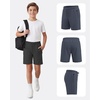 image:imagePURE CHAMP Boys Athletic Shorts 3 Pack Active Boys Shorts Youth Kids Elastic Waist with Zipper Pockets Toddler18Heather Black   Stone Blue  Deep Gray