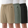 image:imagePURE CHAMP Boys Athletic Shorts 3 Pack Active Boys Shorts Youth Kids Elastic Waist with Zipper Pockets Toddler18Black  Sage  Khaki
